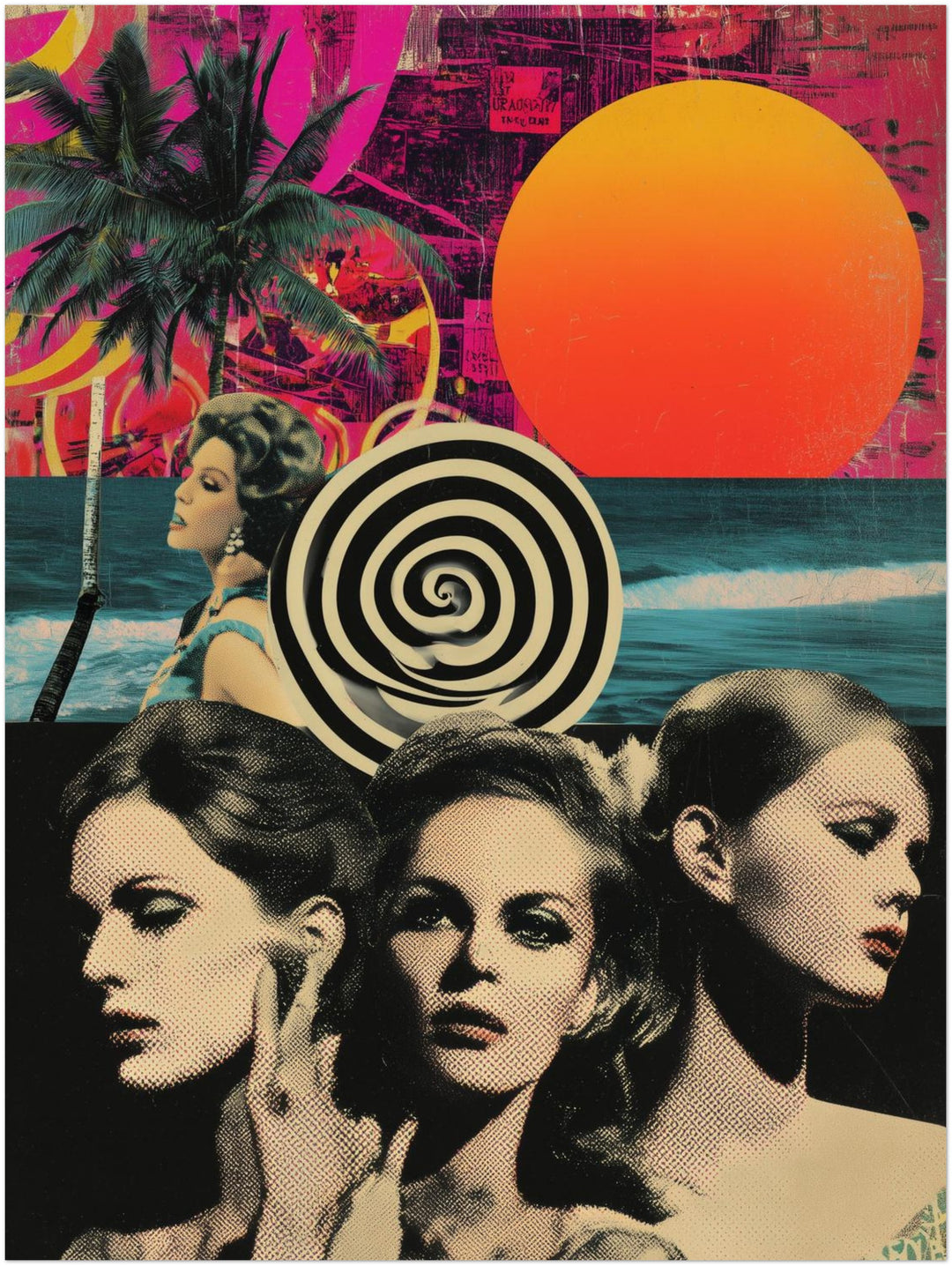 Drei Frauen Porträts Retro – Wandkunst