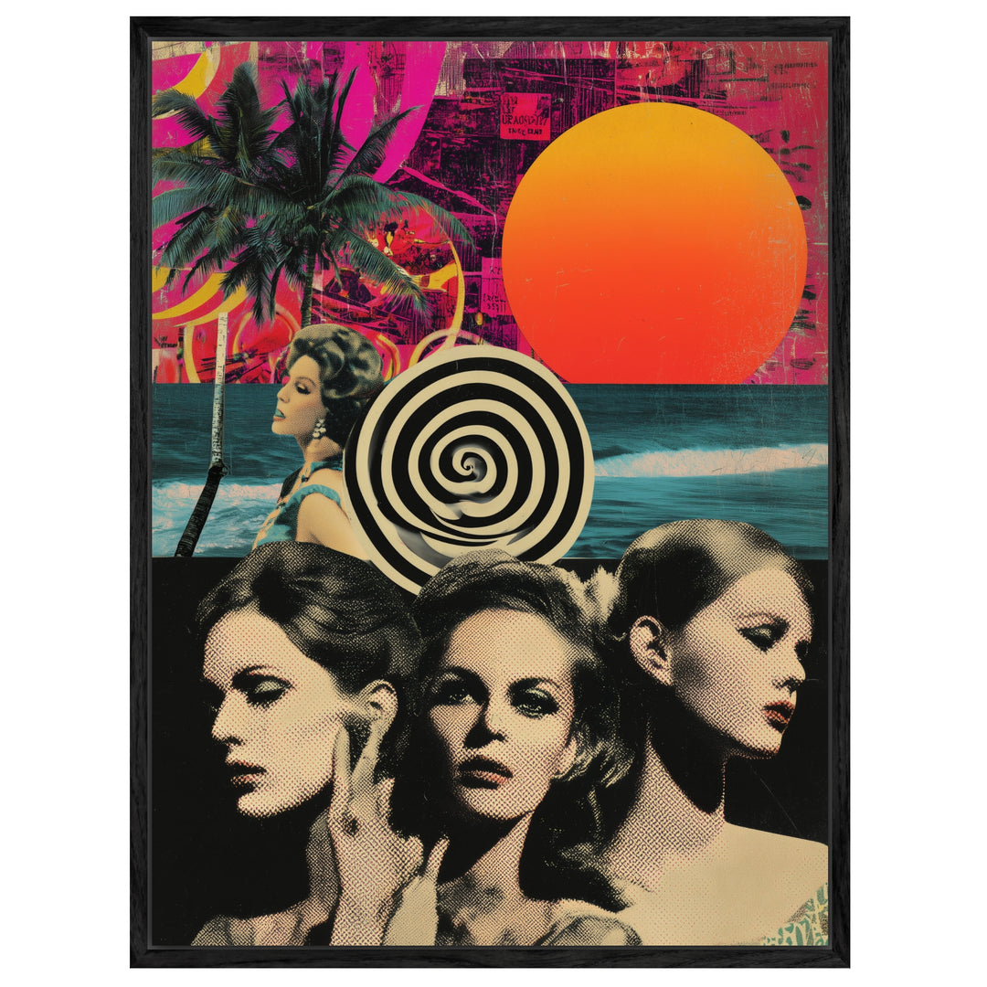 Drei Frauen Porträts Leinwandbild Retro – Leinwand auf Holzrahmen – Ansicht 4