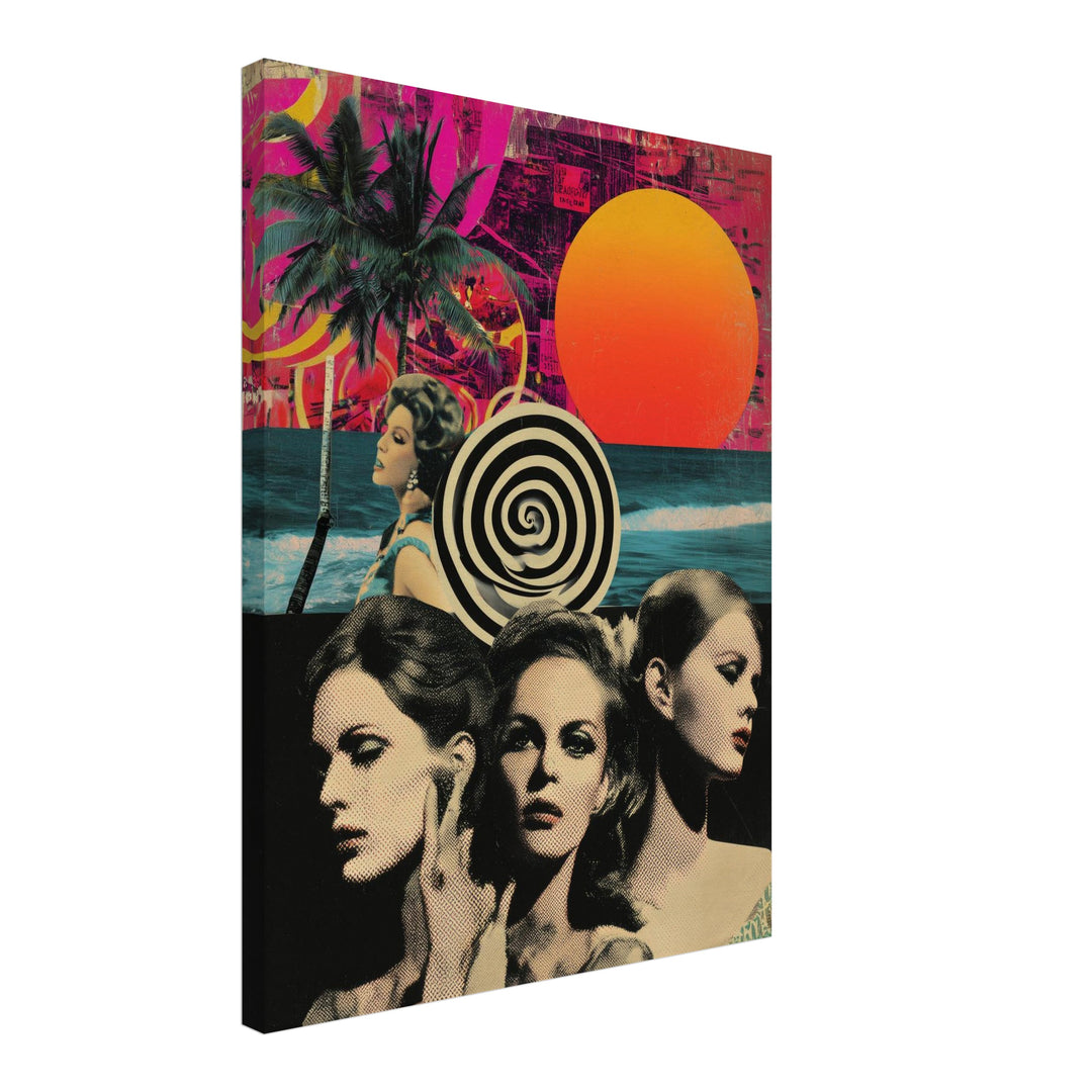 Drei Frauen Porträts Leinwandbild Retro – Leinwand auf Holzrahmen – Ansicht 2