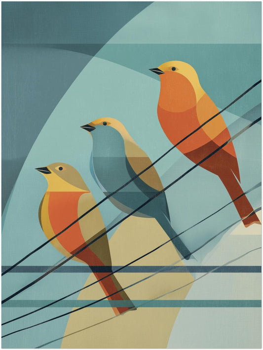 Drei Voegel auf Draht Poster