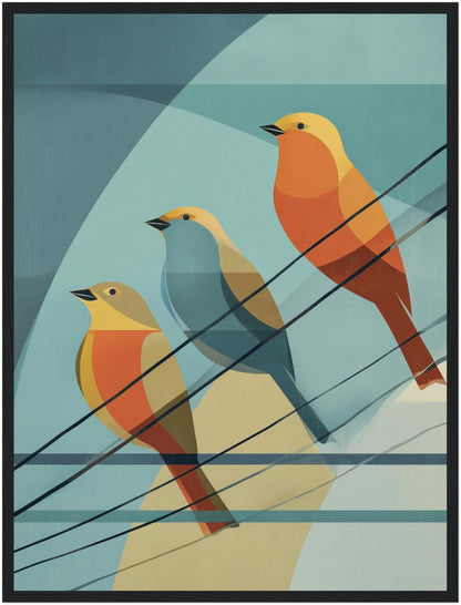 Drei Voegel auf Draht Poster