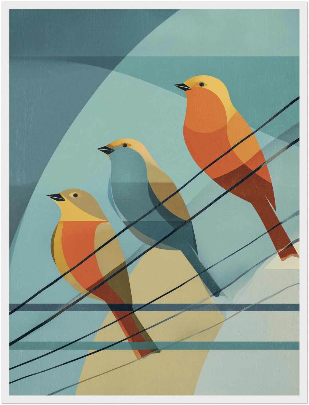 Drei Vögel auf Draht Poster abstrakt – mattes Kunstdruck-Papier – Ansicht 3