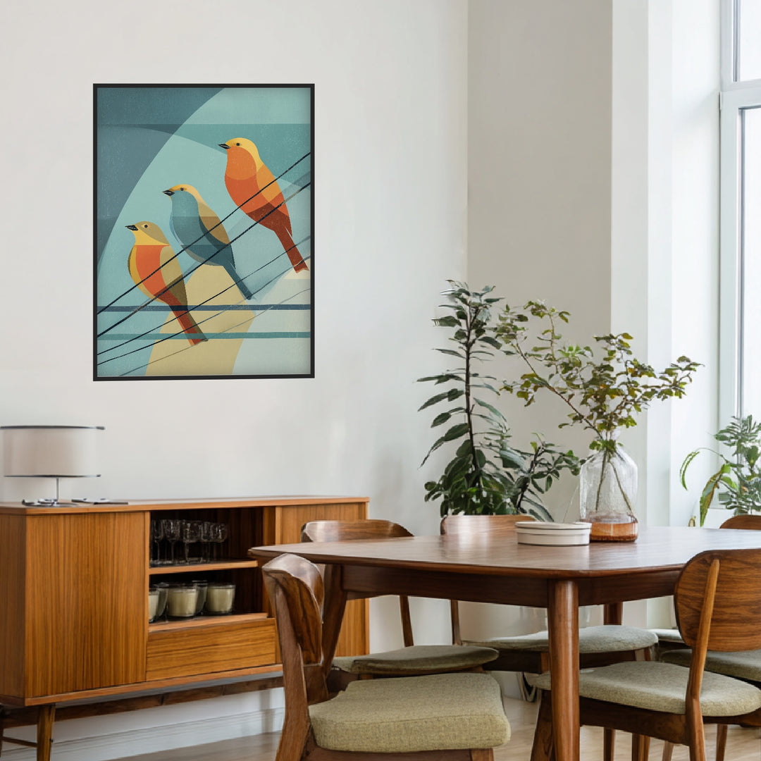 Drei Vögel auf Draht Poster abstrakt – mattes Kunstdruck-Papier – Ansicht 6