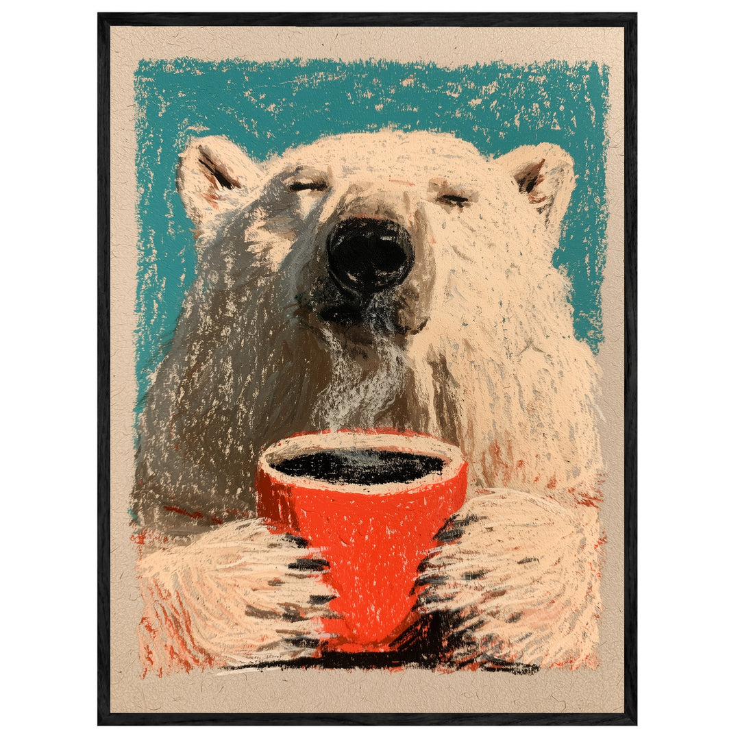 Eisbär mit Kaffeetasse Leinwand
