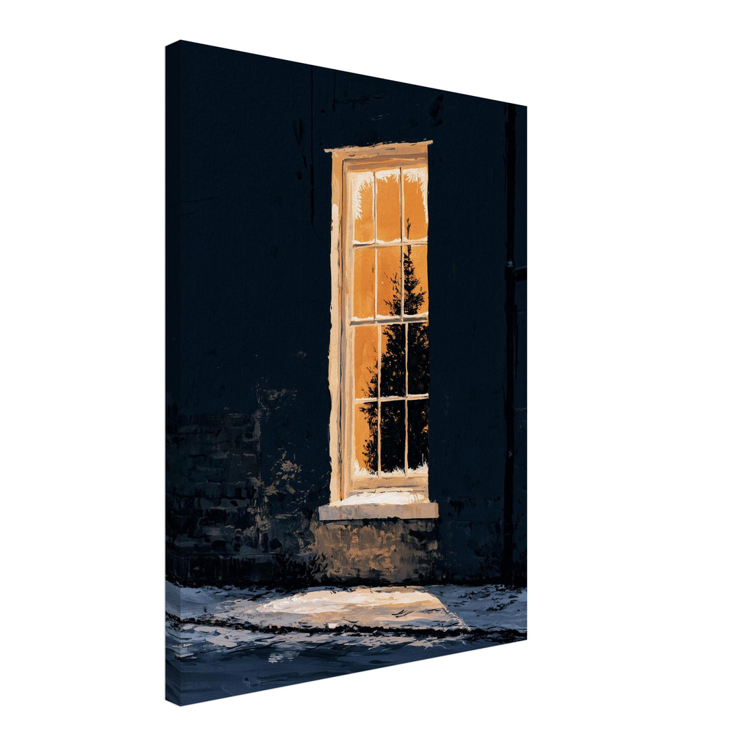 Warmes Licht im Winter Leinwandbild – Schräge Ansicht – Produktfoto