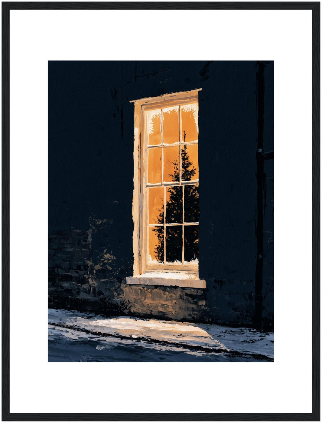 Warmes Licht im Winter Poster – Schwarzer Rahmen – Produktfoto