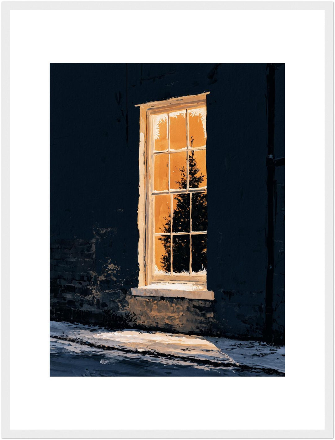 Warmes Licht im Winter Poster – Weißer Rahmen – Produktfoto
