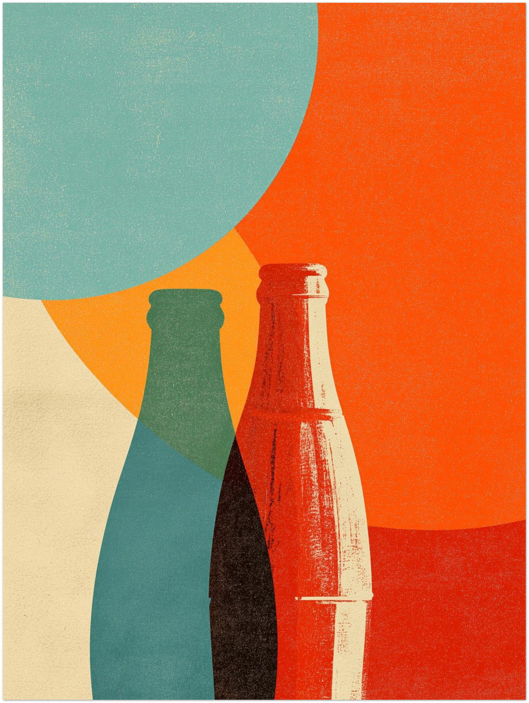 Flaschenmotiv Grafik Retro – Wandkunst