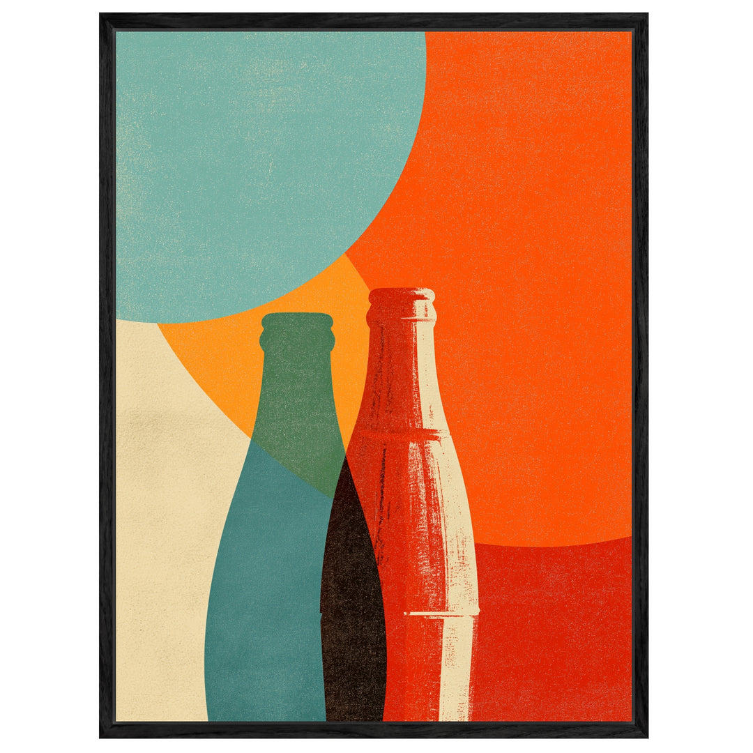 Flaschenmotiv Grafik Leinwandbild Retro – Leinwand auf Holzrahmen – Ansicht 4