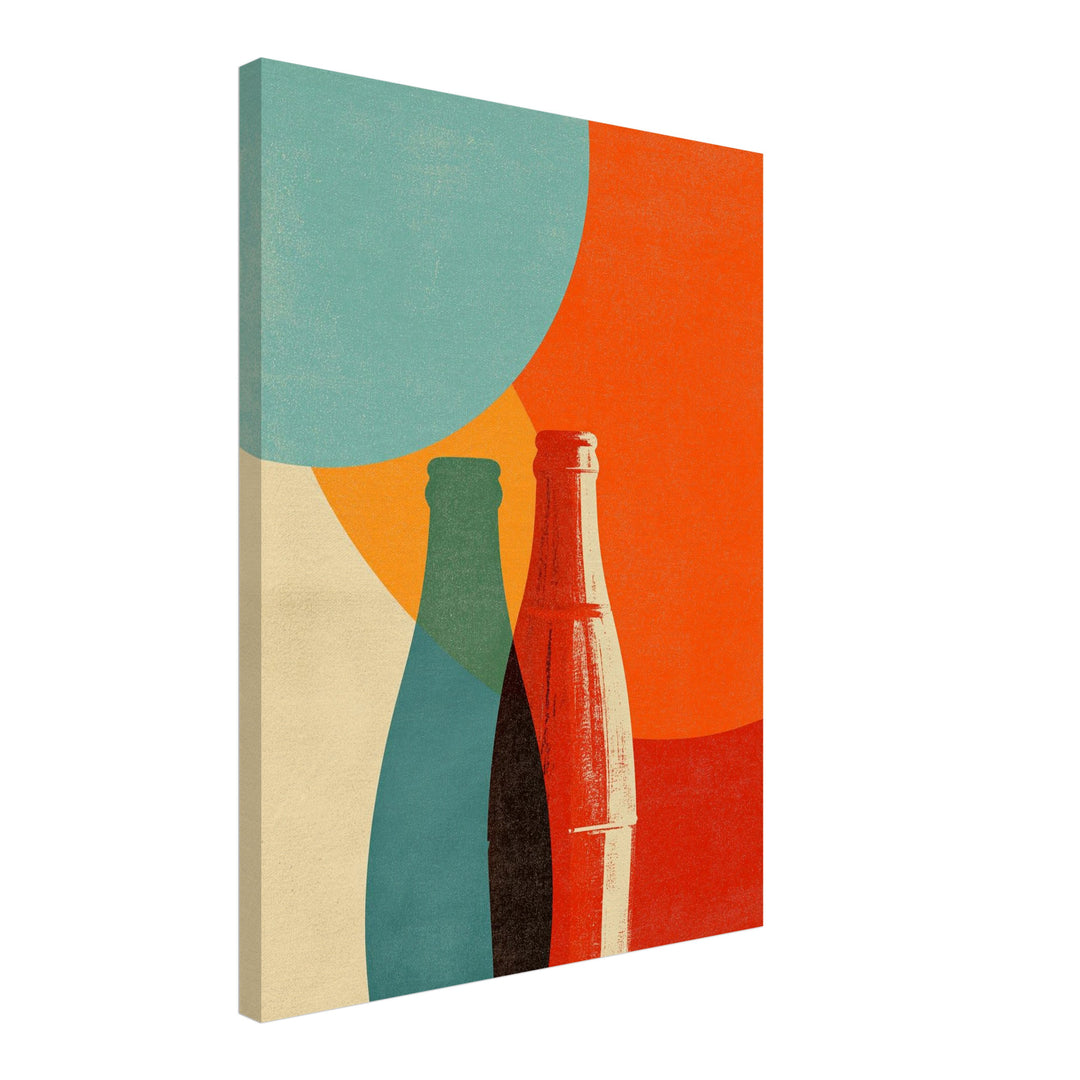 Flaschenmotiv Grafik Leinwandbild Retro – Leinwand auf Holzrahmen – Ansicht 2