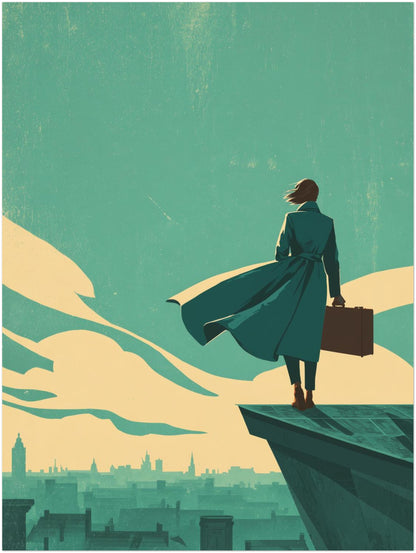 Frau mit Koffer Poster