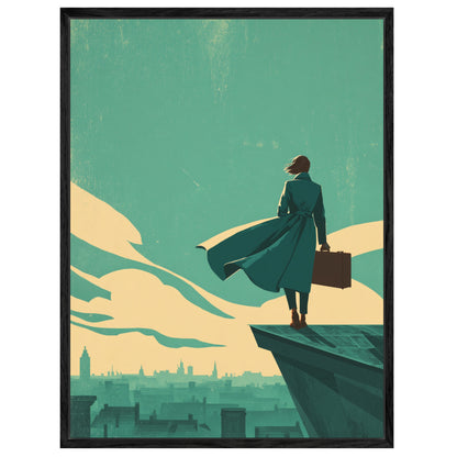 Frau mit Koffer Leinwandbild