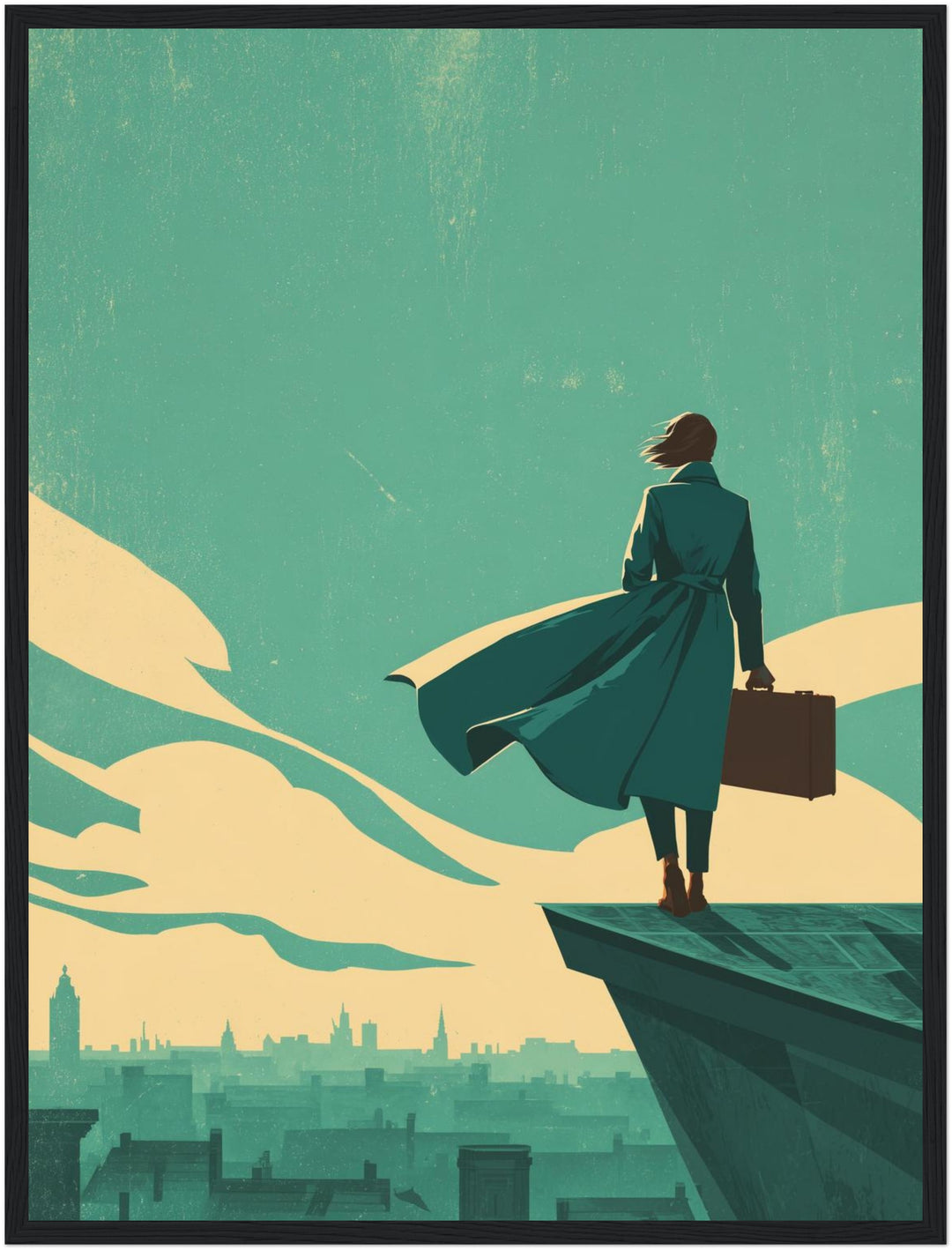 Frau mit Koffer Poster abstrakt – mattes Kunstdruck-Papier – Ansicht 5