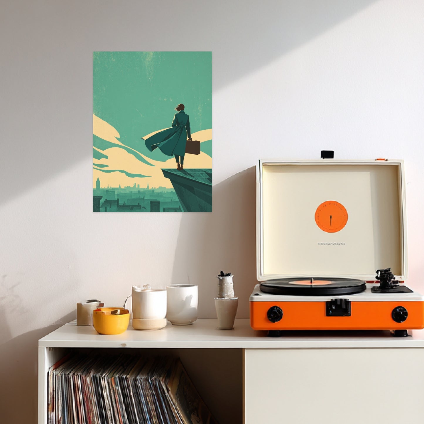 Frau mit Koffer Poster