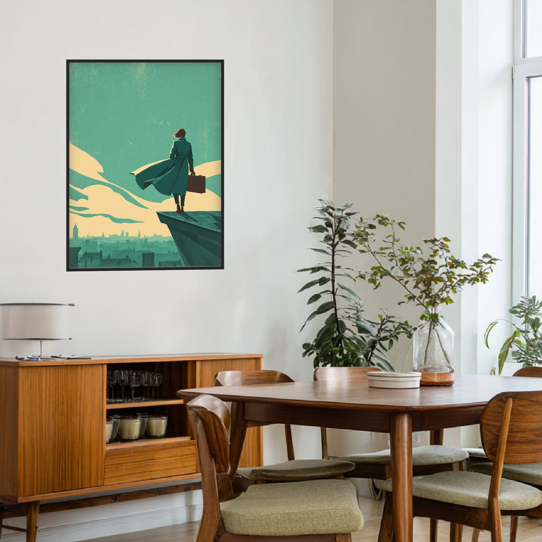 Frau mit Koffer Poster abstrakt – mattes Kunstdruck-Papier – Ansicht 3