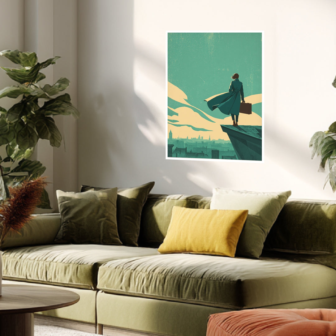 Frau mit Koffer Poster abstrakt – mattes Kunstdruck-Papier – Ansicht 6