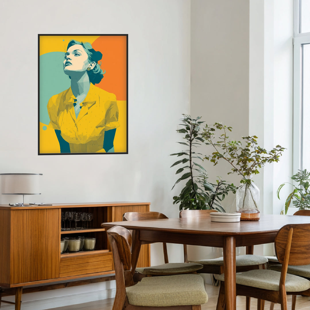 Frau mit gelbem Kleid Poster Retro – mattes Kunstdruck-Papier – Ansicht 4