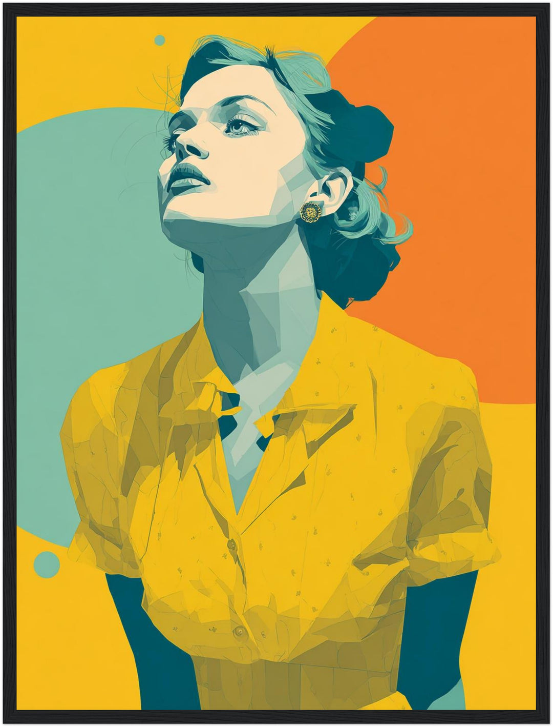 Frau mit gelbem Kleid Poster Retro – mattes Kunstdruck-Papier – Ansicht 5