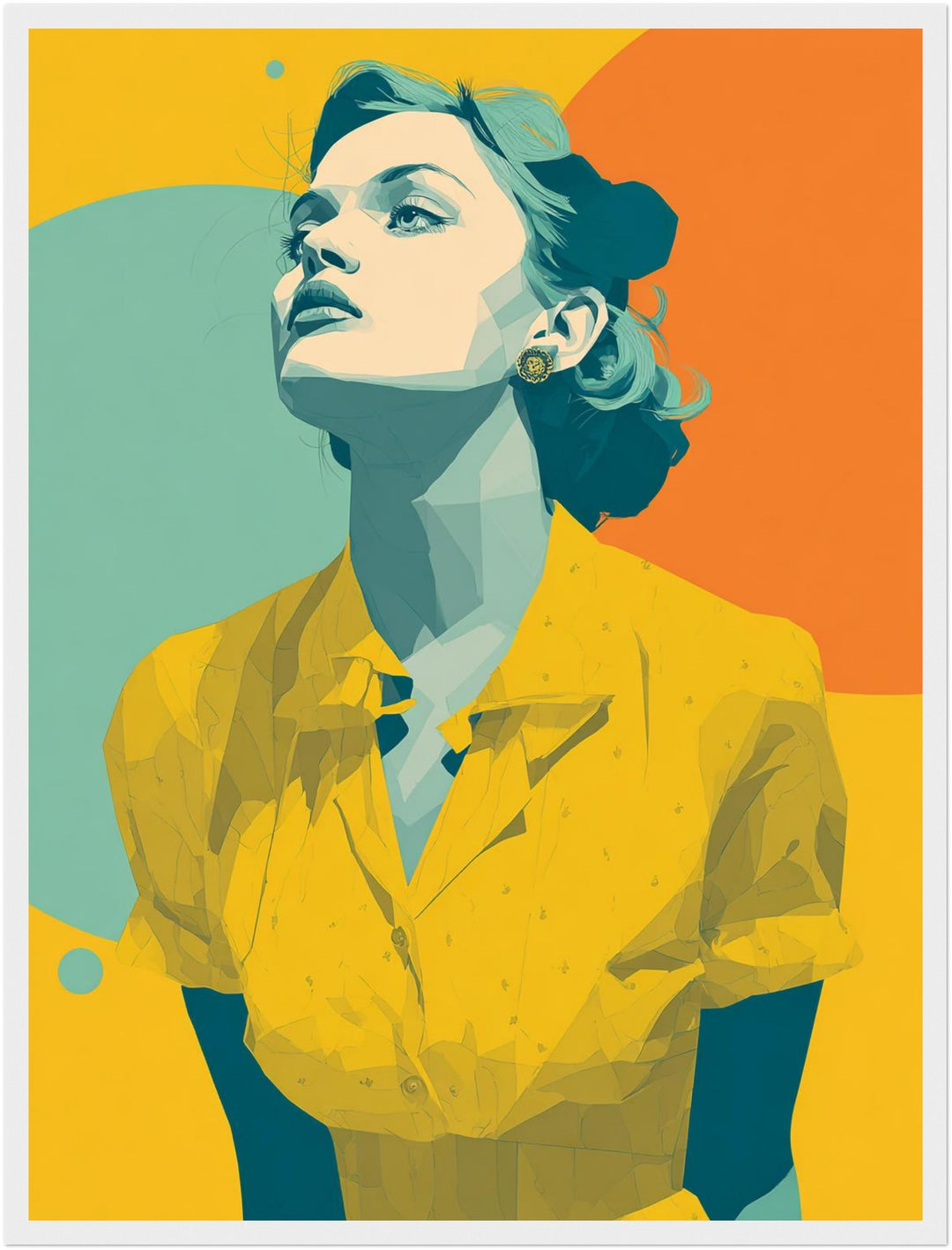 Frau mit gelbem Kleid Poster Retro – mattes Kunstdruck-Papier – Ansicht 6