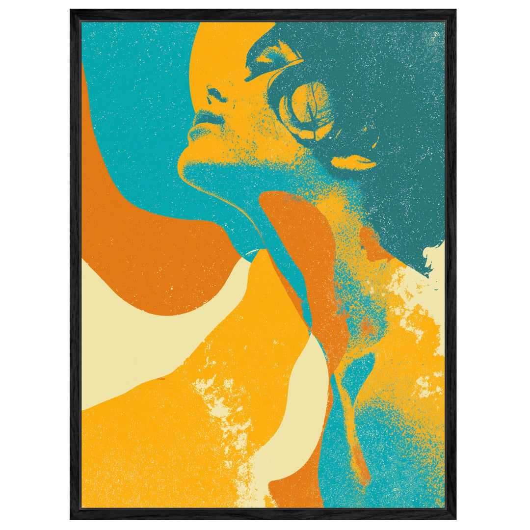 Frauenporträt Silhouette Leinwandbild Retro – Leinwand auf Holzrahmen – Ansicht 4