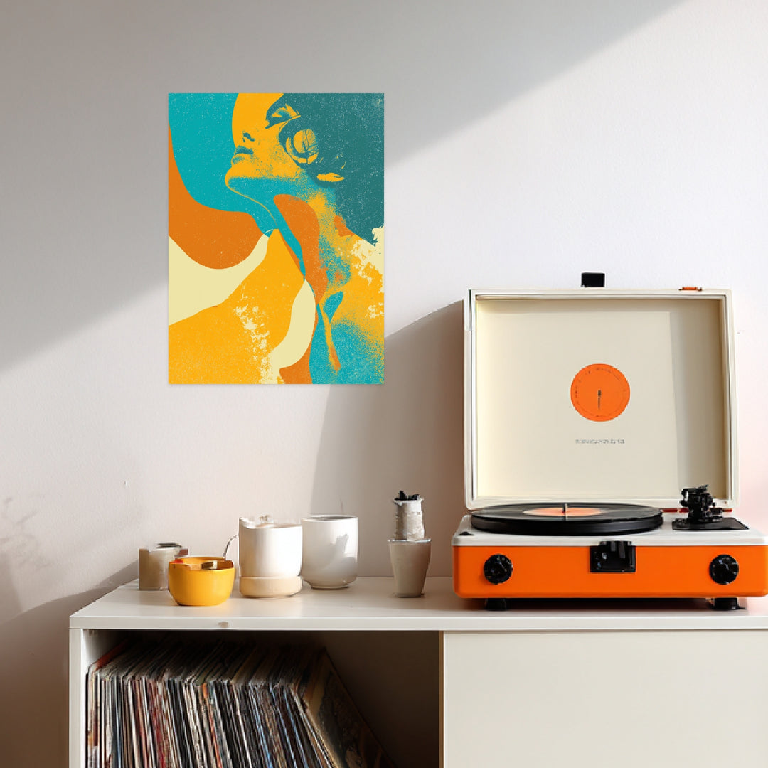 Frauenporträt Silhouette Leinwandbild Retro – Leinwand auf Holzrahmen – Ansicht 3