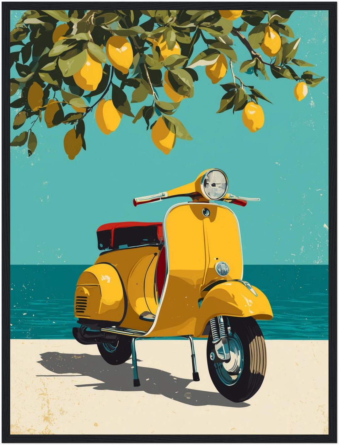 Gelber Roller am Meer Poster Retro – mattes Kunstdruck-Papier – Ansicht 5