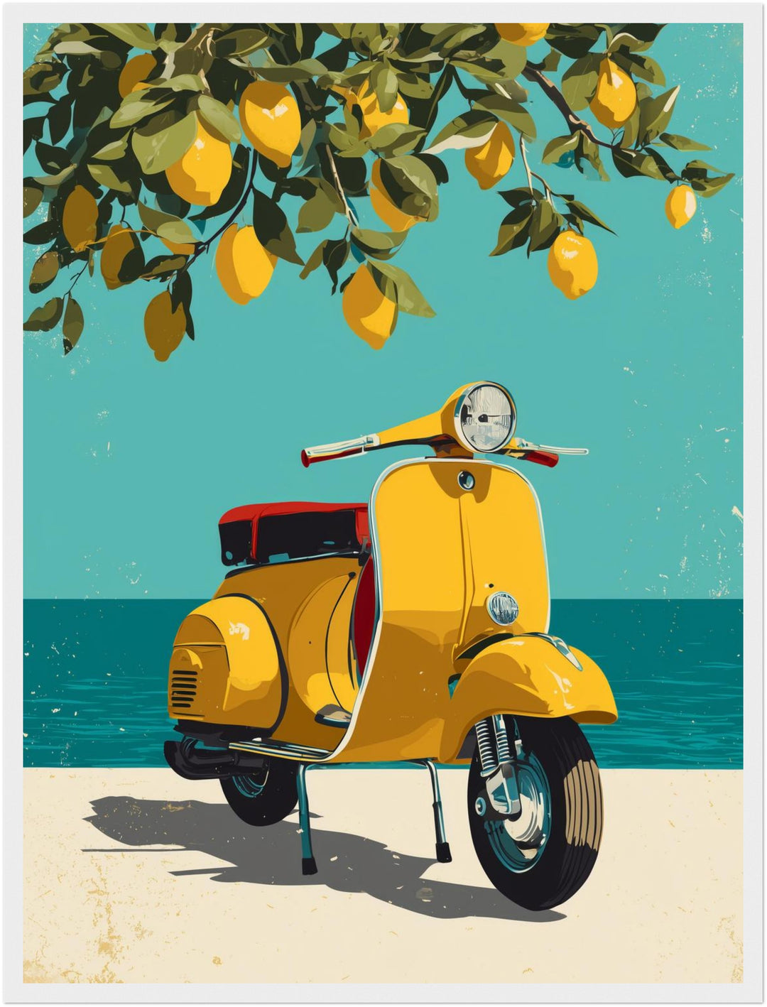 Gelber Roller am Meer Poster Retro – mattes Kunstdruck-Papier – Ansicht 6