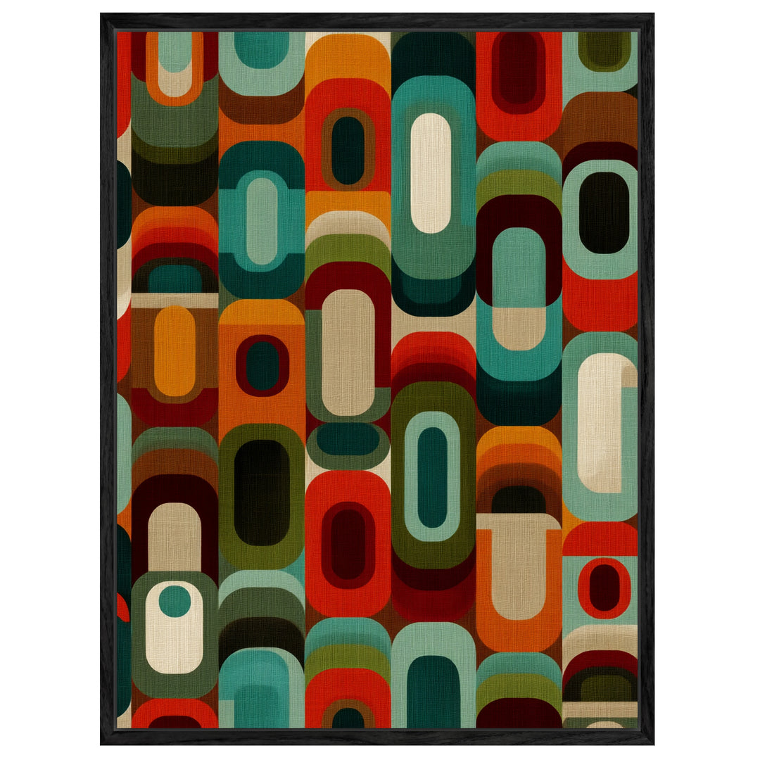 Geometrische Ovalformen Leinwandbild Retro – Leinwand auf Holzrahmen – Ansicht 4