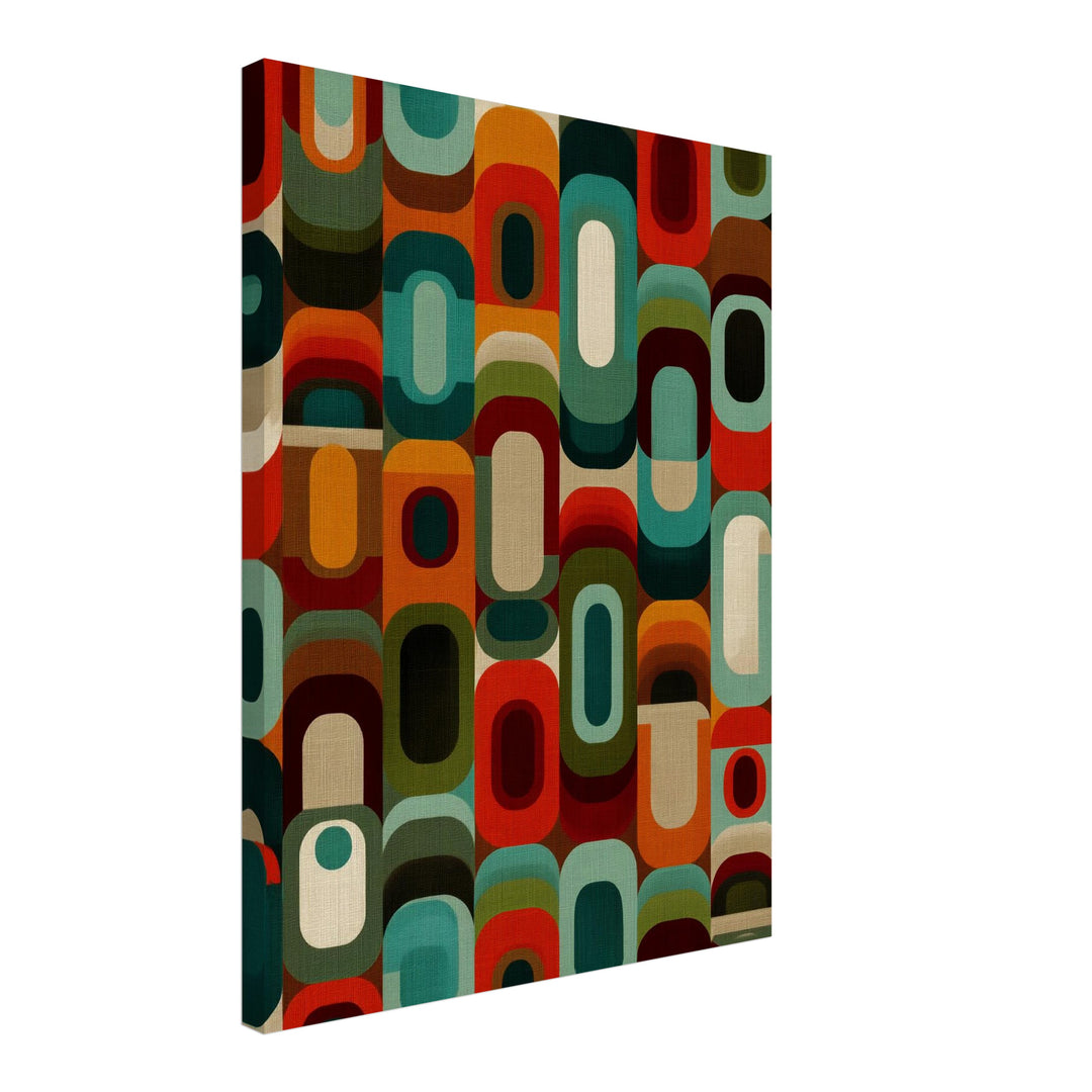Geometrische Ovalformen Leinwandbild Retro – Leinwand auf Holzrahmen – Ansicht 2