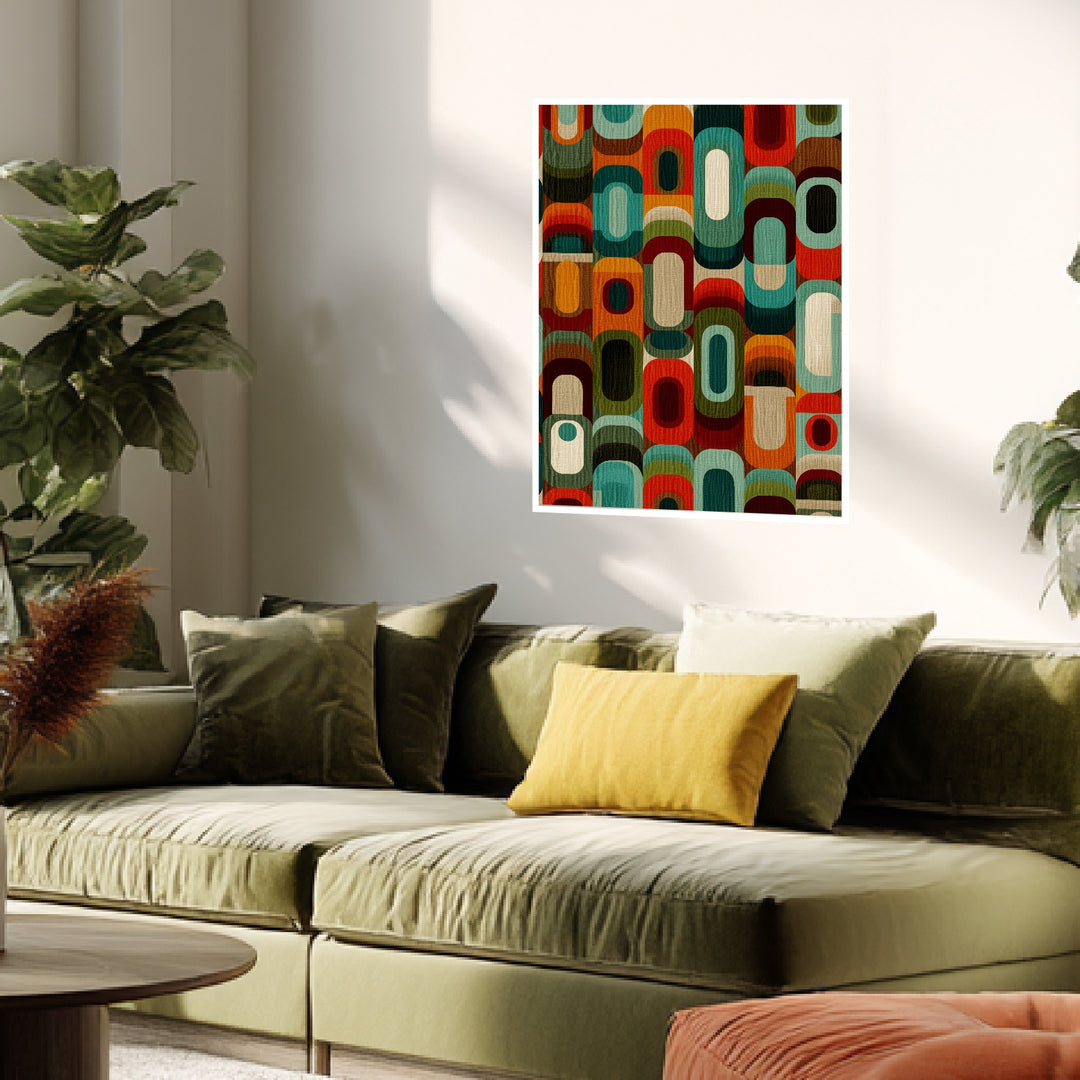 Geometrische Ovalformen Poster Retro – mattes Kunstdruck-Papier – Ansicht 3