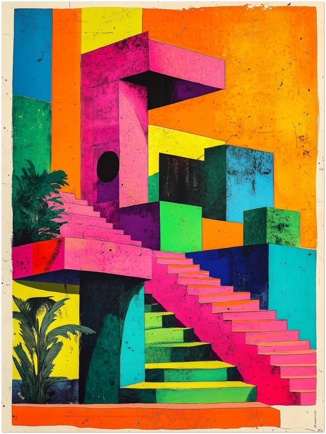 Geometrische Retro-Vision Retro – Wandkunst