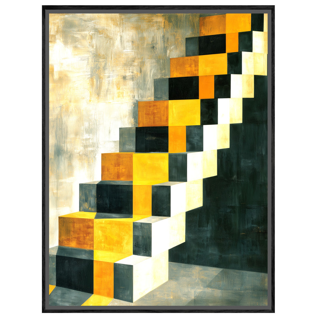 Goldene Treppe Retro Leinwandbild – Leinwandbild