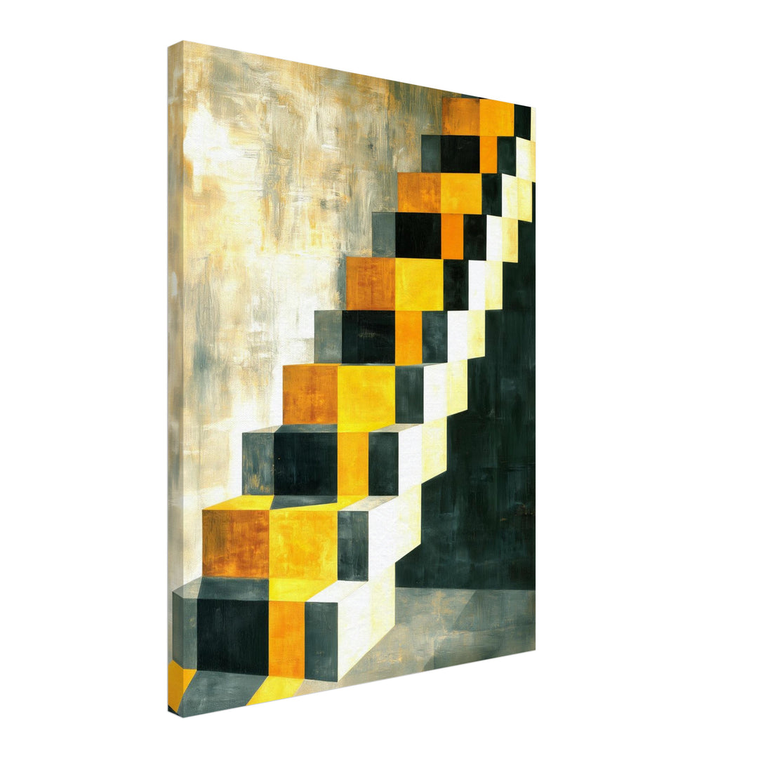 Goldene Treppe Retro Leinwandbild – Schräge Ansicht – Produktfoto