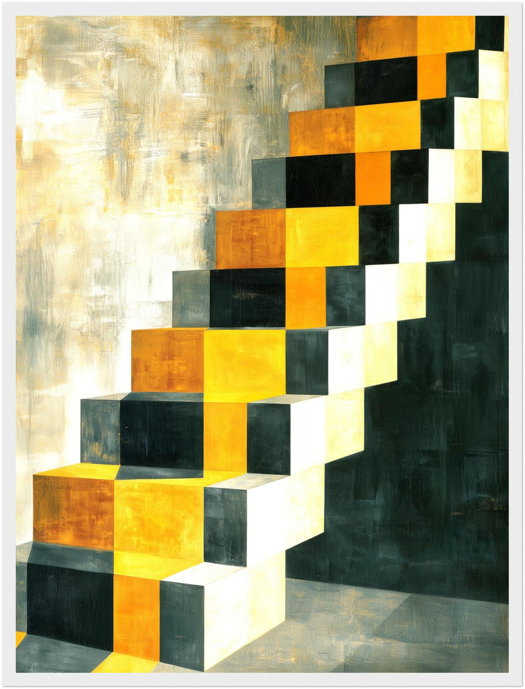 Goldene Treppe Retro Poster – Weißer Rahmen – Produktfoto
