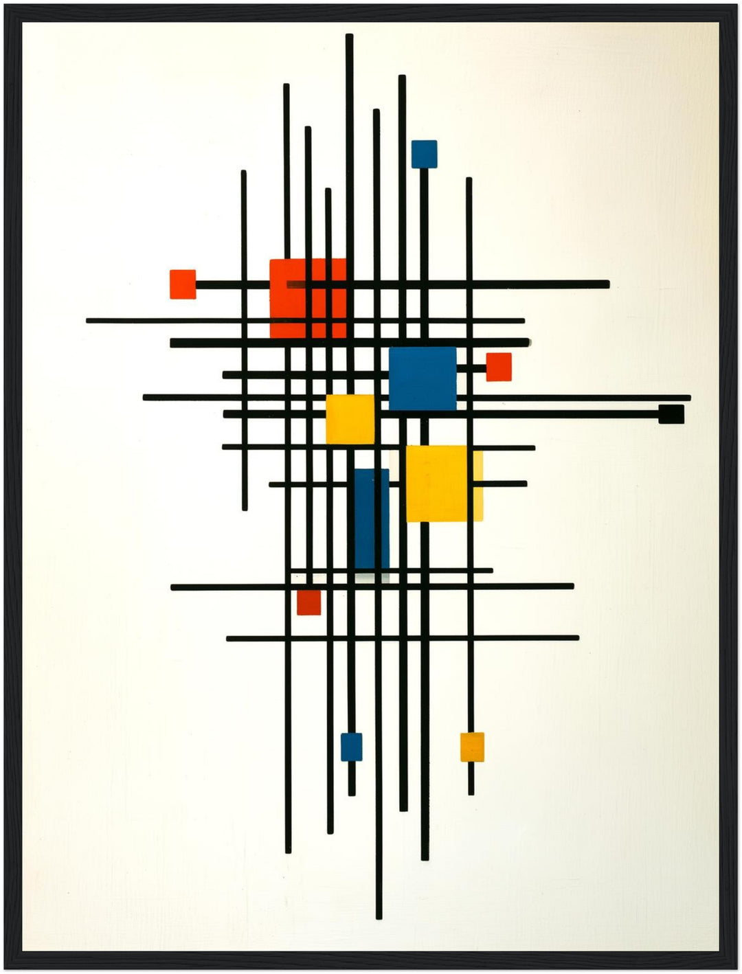 Rotes Blau im Raster Poster – Schwarzer Rahmen – Produktfoto