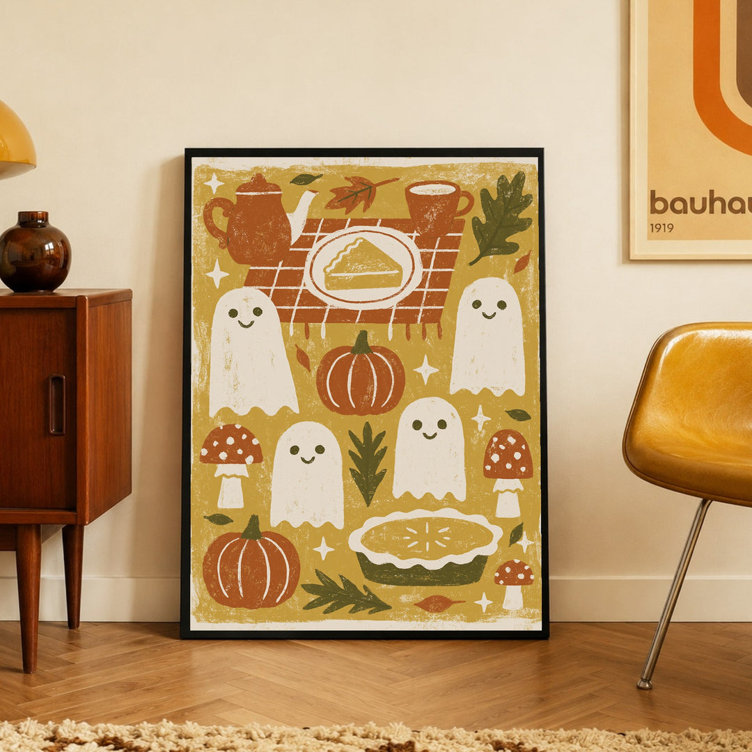 Geister im Herbst Poster – Schwarzer Rahmen – Produktfoto