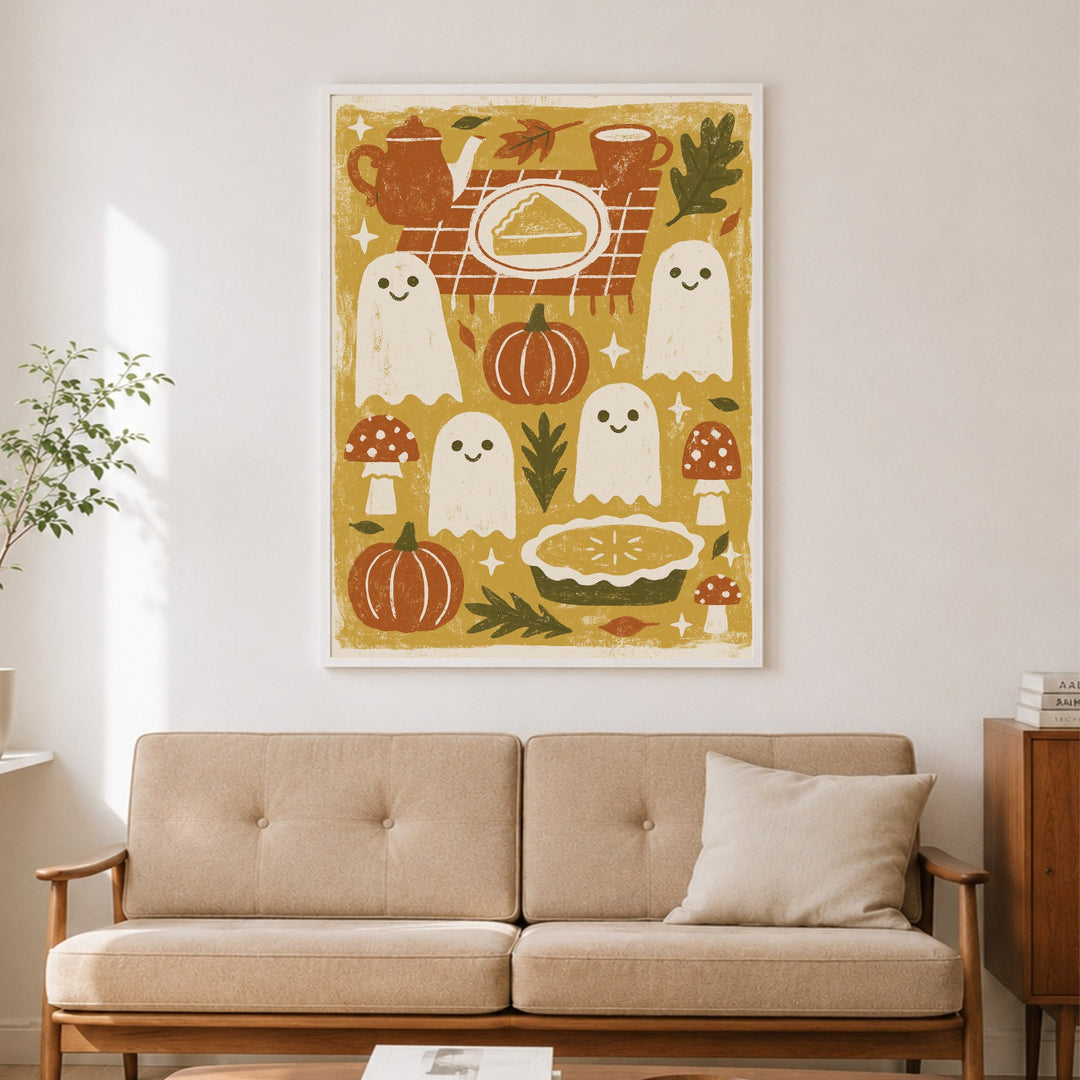 Geister im Herbst Poster – Weißer Rahmen – Produktfoto