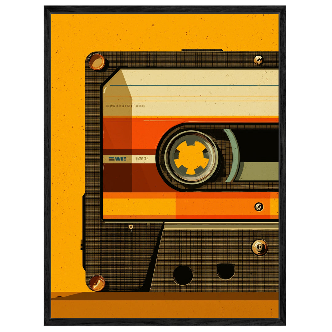 Halbe Audiokassette Leinwandbild Retro – Leinwand auf Holzrahmen – Ansicht 4