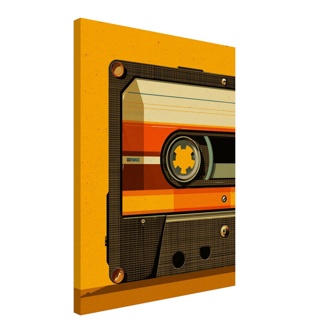 Halbe Audiokassette Leinwandbild Retro – Leinwand auf Holzrahmen – Ansicht 2