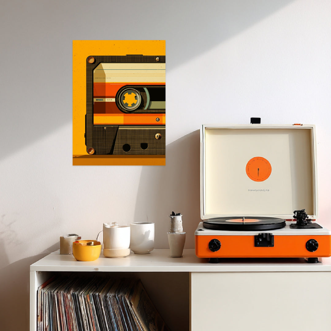 Halbe Audiokassette Leinwandbild Retro – Leinwand auf Holzrahmen – Ansicht 3