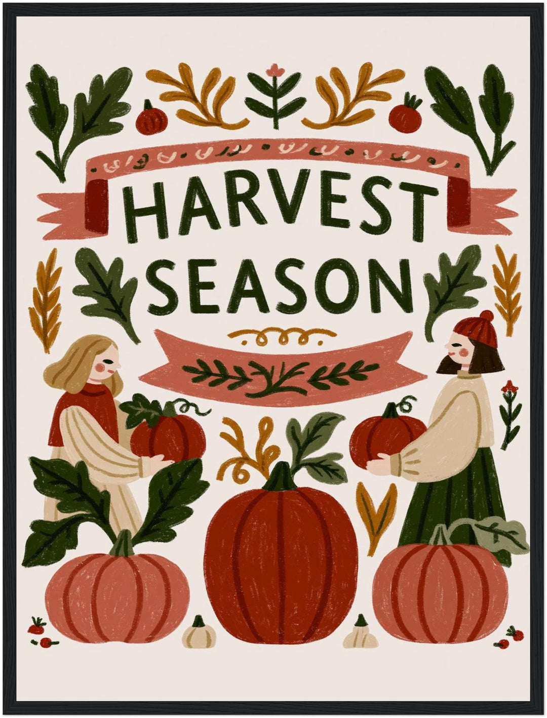 Ernte im Herbstgarten Poster – Schwarzer Rahmen – Produktfoto
