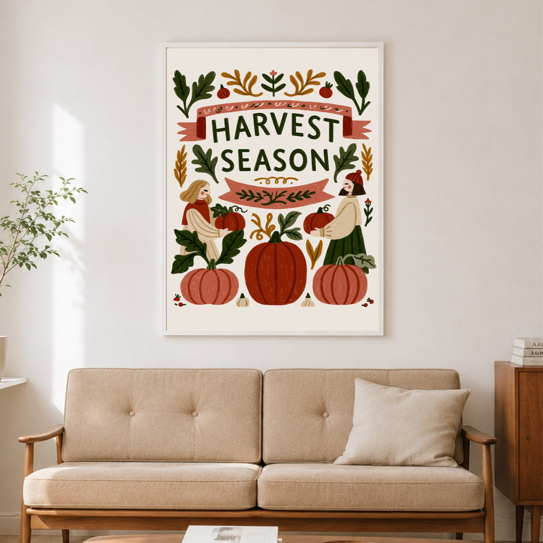 Ernte im Herbstgarten Poster – Weißer Rahmen – Produktfoto