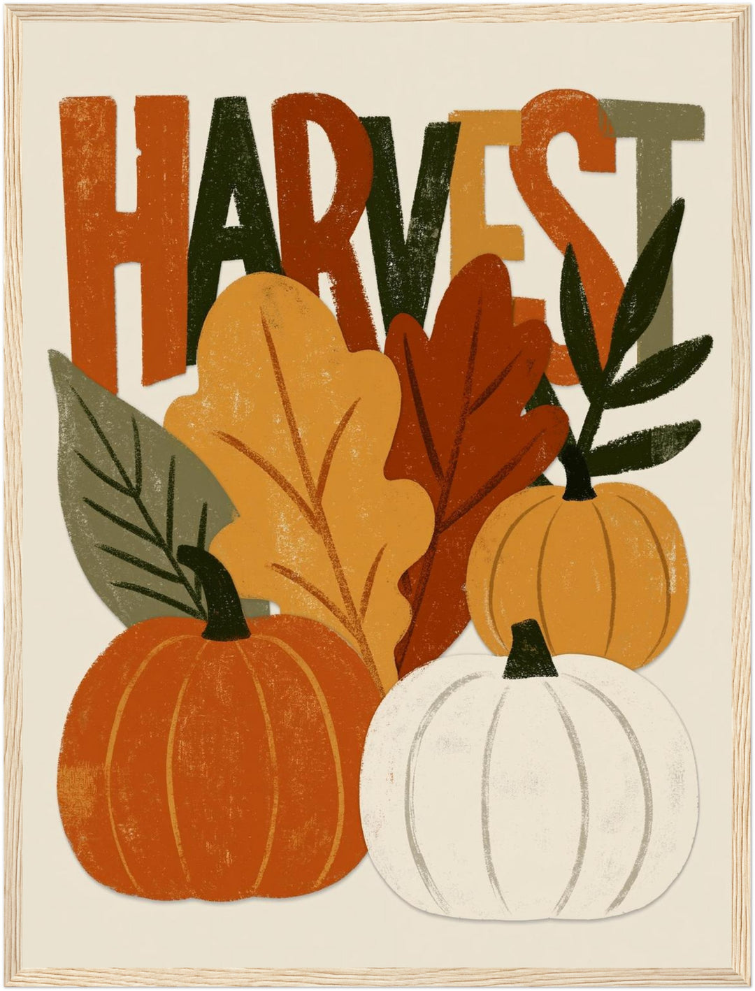Herbsternte in Retro-Farben Poster – Holz natur Rahmen – Produktfoto