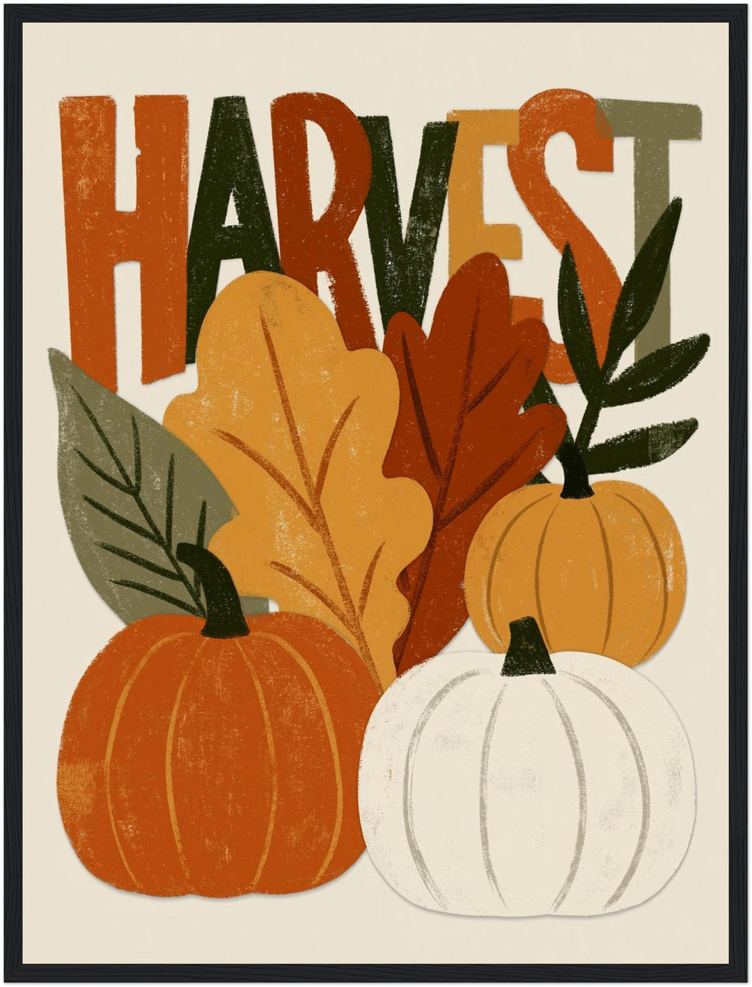 Herbsternte in Retro-Farben Poster – Schwarzer Rahmen – Produktfoto