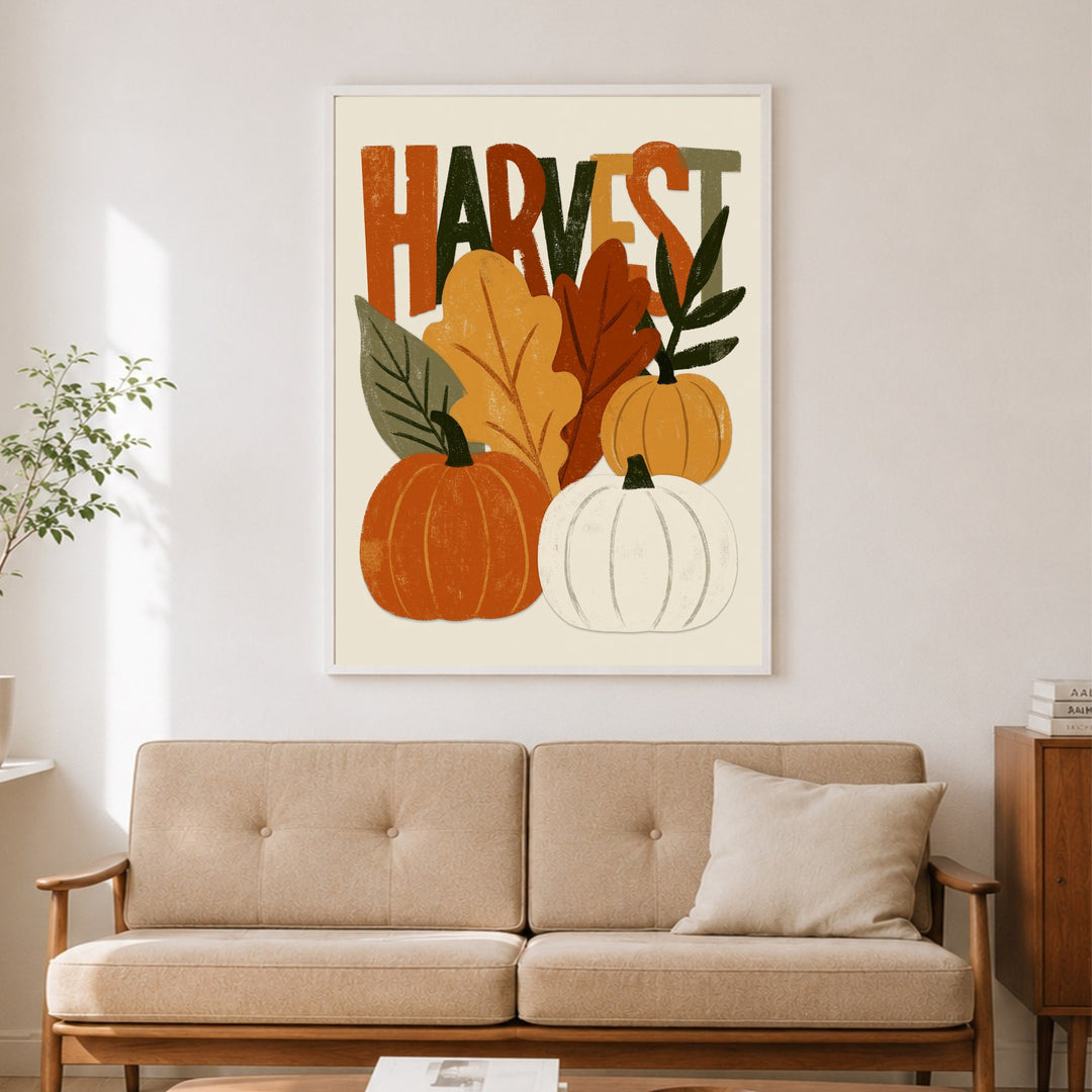 Herbsternte in Retro-Farben Poster – Weißer Rahmen – Produktfoto