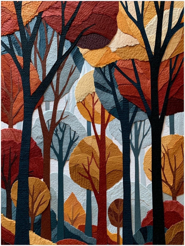 Herbstwald im Retro-Schnitt Poster
