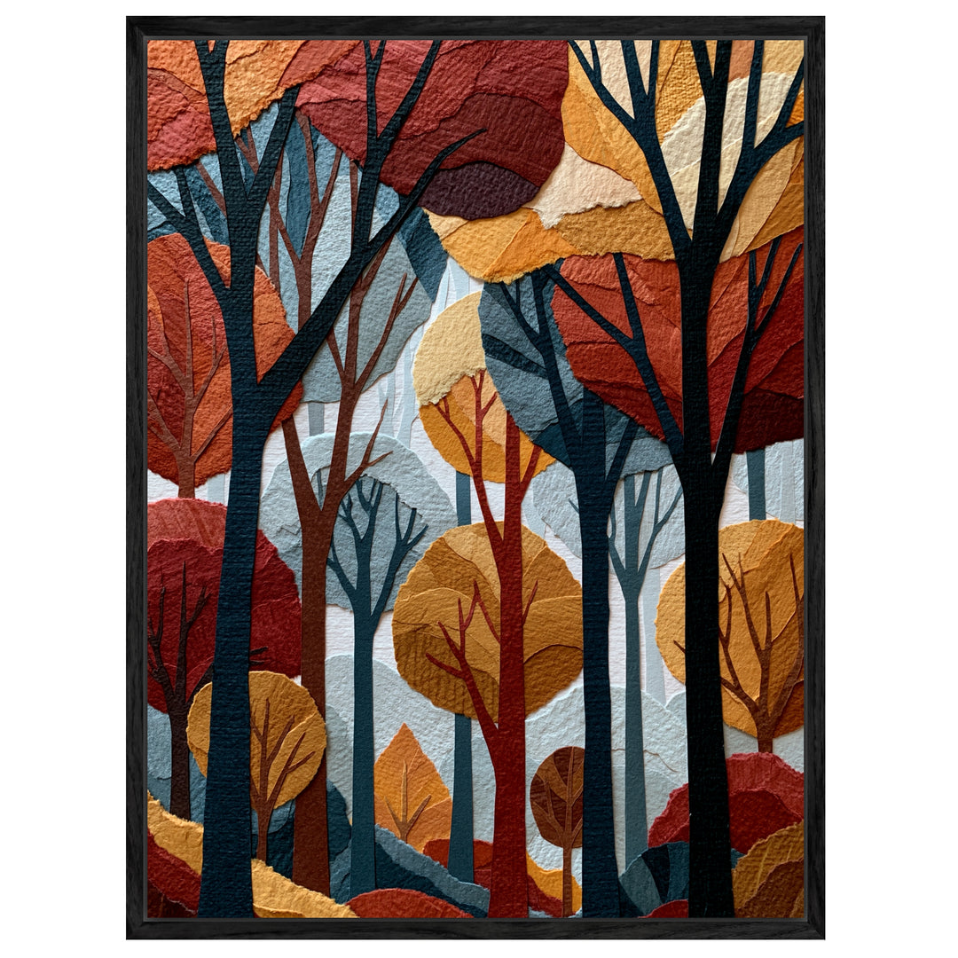 Herbstwald im Retro-Schnitt Leinwandbild – Leinwandbild