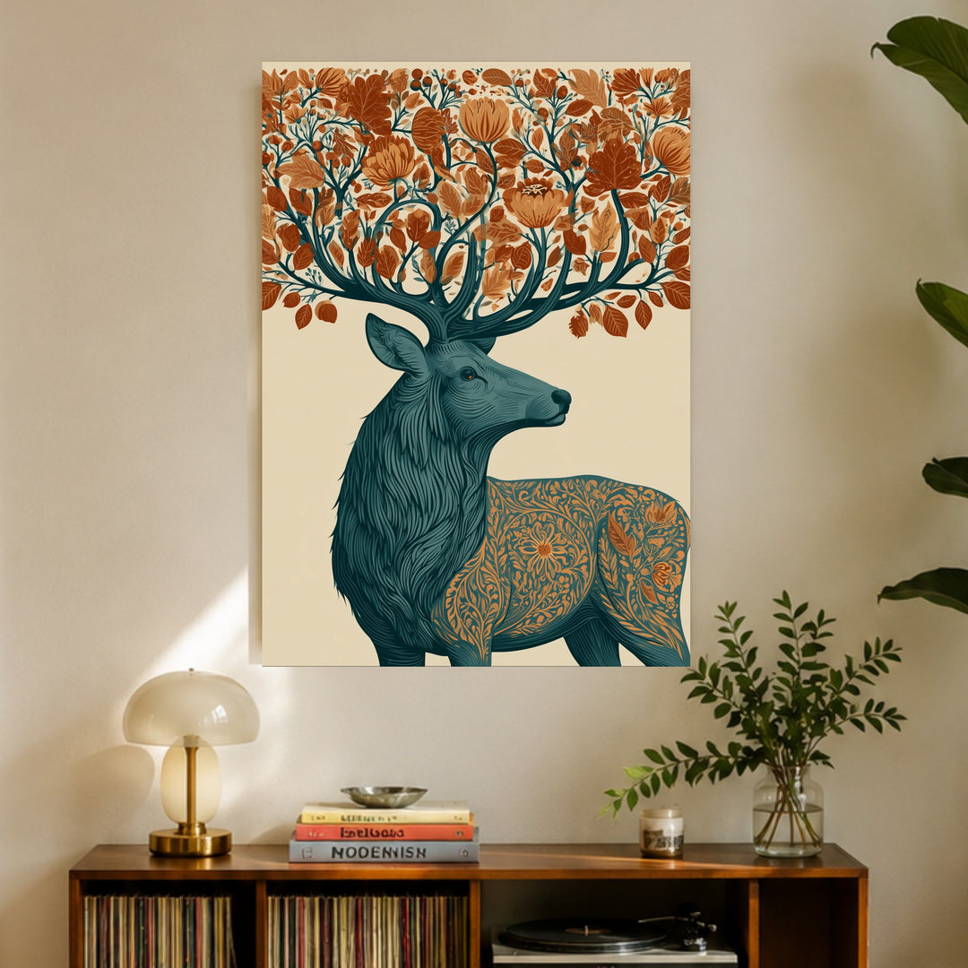 Hirsch mit Herbstgeweih Poster – Ohne Rahmen – Produktfoto