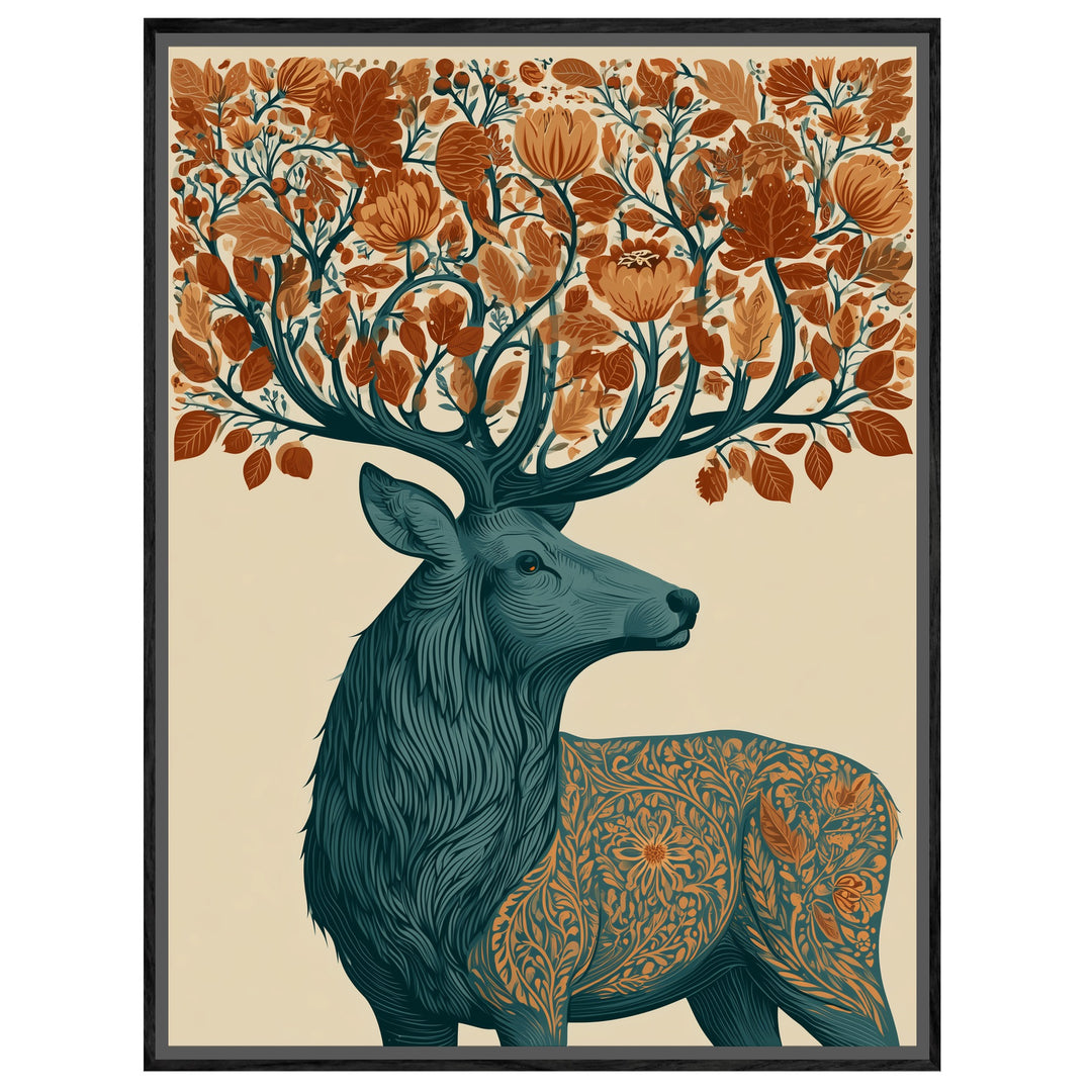 Hirsch mit Herbstgeweih Leinwandbild – Leinwandbild