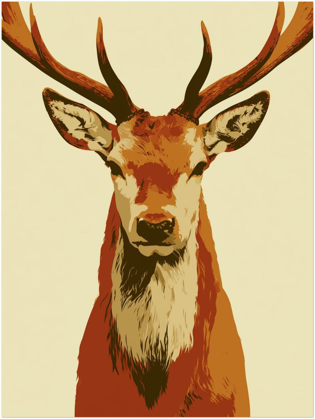 Hirsch im Retro-Stil Poster – Ohne Rahmen – Produktfoto